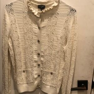 Chanel Women's Cream Lace Cardigan